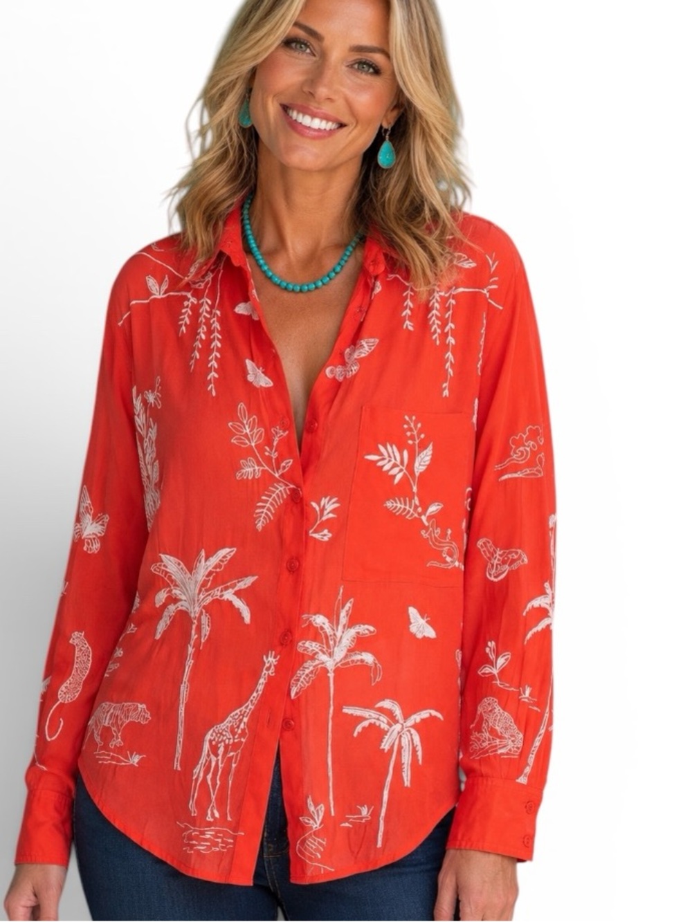 Johnny Was heavily embroidered SARABI BOXY POCKET SHIRT (oversized) NWT